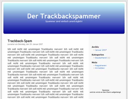 Screenshot 'Gekapertes Blog'