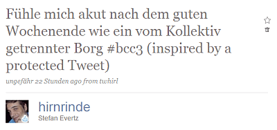 ...wie ein vom Kollektiv getrennter Borg